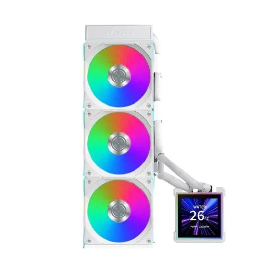 Lian li hydro-shift ii lcd-s 360tl liquid cpu cooler with tl wireless fans, 3.4" ips lcd screen - white